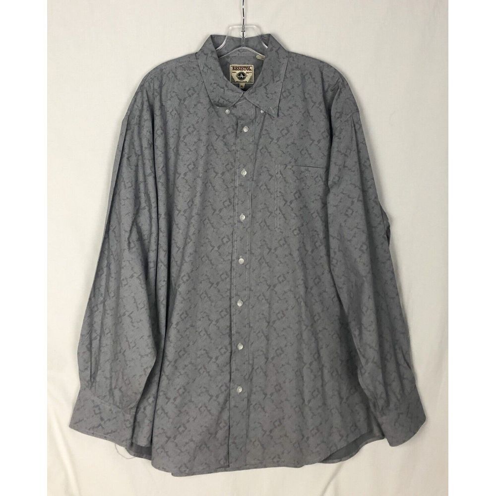 Resistol Mens Size XL Long Sleeve Geometric‎ Gray Shirt Button Down